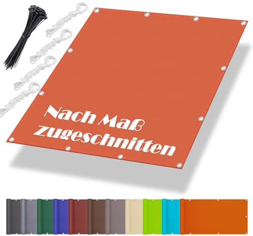 Toldo Cuadrado 6 x 8 m, Lona por Metros, en Muchos tamaños y Colores, Red de sombreado con Cuerdas de fijación, protección UV, Resistente a la Intemperie, para jardín, terraza, balcón, Color Naranja