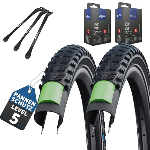 2er Set Schwalbe Fahrradreifen Marathon 365 28 Zoll (Verschiedene ETRTO: 40/47/50/55-622) + AV, DV, SV, SCV Schlauch oder Ohne Schlauche +3 Reifenheber