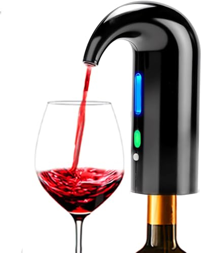 Decantador aireador de vino eléctrico recargable USB portátil, dispensador de vino automático para vino tinto, dispositivo de vertido de vino con bolsa para el polvo. (NEGRO)
