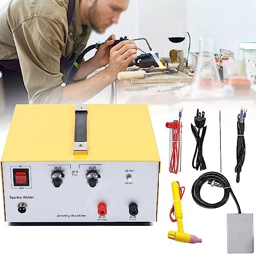 Soldador por Puntos para joyería, 2 en 1 Soldador por Puntos con Brillo de Pulso Soldadura eléctrica Joyería de Mano Máquina de Soldadura láser Soldador por Puntos Collar Oro Plata