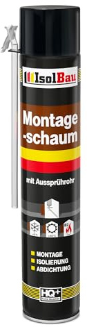 Isolbau Bauschaum B2 Montageschaum mit Aussprührohr - PU-Pistolenschaum Adapterschaum für Montage, Isolierung, Abdichtung, Innen & Außen - 1 x 750 ml
