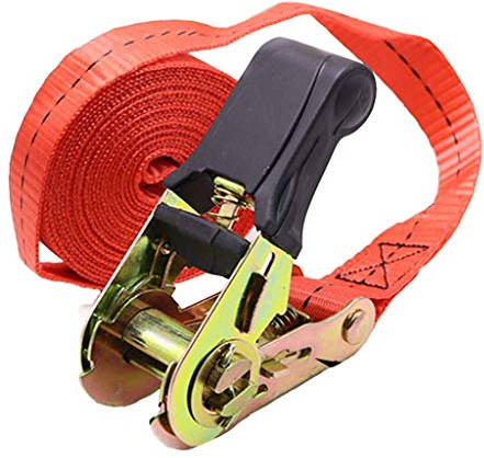 Zurrgurte mit Ratsche, Ratschengurt, Spanngurte – 2,5 cm breit – 3 m – Sicherheitszugkraft 800 kg – 4 Sets – Ladungsgurte zum Bewegen von Geräten, Rasengeräten, Motorrädern (Farbe: 8 m) (8 m, Ein