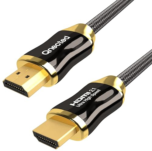 Qnected Câble HDMI 2.1 2.5m | Ultra Haute Vitesse | 4K 120Hz & 144Hz, 8K 60Hz Ultra HD | 48 Gbps | eARC | Noir Charbon