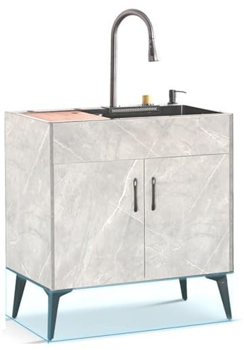 GODFSAHG Küchenspüle, Spülenschrank mit Spüle und Wasserhahn, Waschbecken Komplettspüle, Spülenschrank mit Spüle, Außenschrank wetterfest, Spüle Küchenunterschrank (grau, 75 cm)