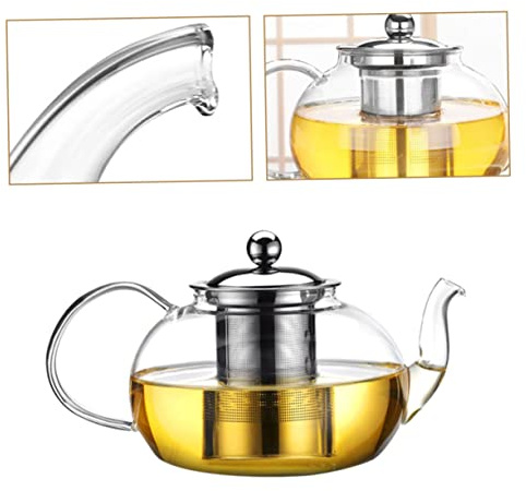 PRETYZOOM Jarra De Té Con Filtro De 1200 Ml Gran Capacidad De Vidrio Con Asa Elegante Versátil Para Bar Oficina Y Exteriores