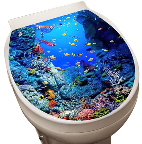 Aufkleber für Toilettendeckel, dekorativer Aufkleber für WC-Sitz, Sea World, selbstklebender Aufkleber für Toilette und Wand