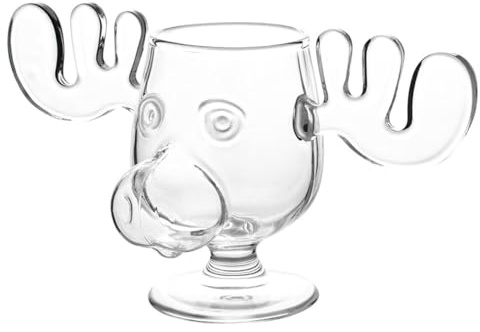 Aartner Moose Mug Elchglas Elchtasse, Glasmaterialien - Sicherheitsverpackungen, Weihnachts Eierlikörgläser Elchbecher, 12 cm, 200 ml, Transparent Christmas Geschenk