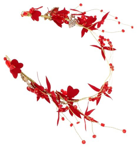 MOTHNUR Blumenkranz Für Mädchen Rotes Haarband Aus Stoff Mit Floralen Applikationen Für Auftritte Feste Fotografie Und Alltägliche Styles Vielseitig Einsetzbar Als Haarschmuckstück