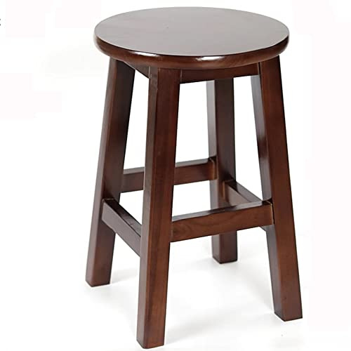 Tabouret de bar rond en bois massif avec repose-pieds, tabouret de cuisine haut pour café et église, tabouret de comptoir rustique, hauteur d'assise de 76,2 cm, couleur noyer, taille 45 cm