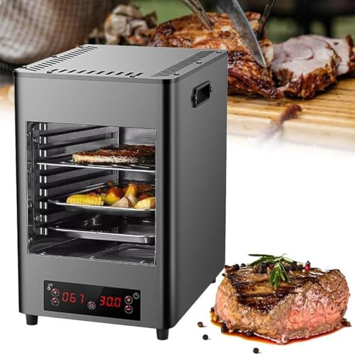 Asador Eléctrico Para Carnes De 1700 W Con Pantalla Táctil Lcd, Asador De Carne De Acero Inoxidable De 720 °c Con Rejilla Ajustable De 8 Niveles, Ideal Para Cocinar Carne, Verduras Y Frutas,Darkgray