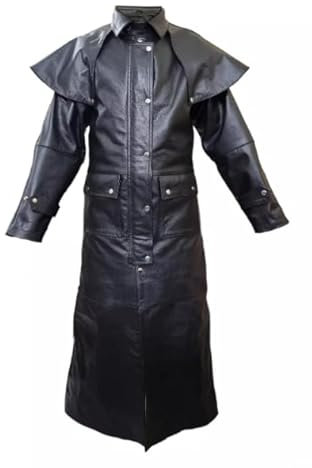 Leather Verse Hell Boy Western Men Duster Long Leather Coat | Duster Raincoat Distressed Trench Coat | 2XS to 5XL