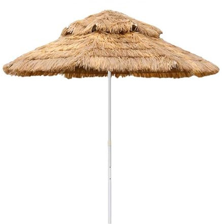 ZIHQRgE Parasol de Plage Tiki Hawaïen Parasol en Chaume Double Toit, Hauteur Réglable, 8 Baleines en Fibre de Verre, Protection UV, Résistant à l'eau