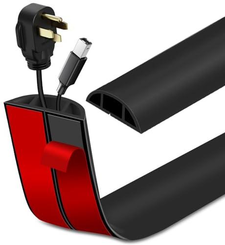Canaletas para Cables Adhesiva canaleta pasacables para Suelo Cubiertas de Suelo para Cables pasacables de PVC (1m×5cm, Negro)