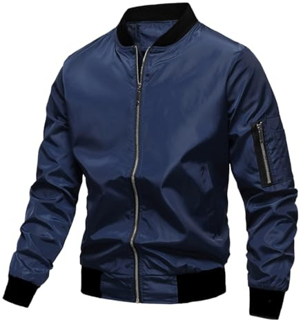 Giacchetto Primaverile Uomo- Bomber Uomo Leggero, Casual Antivento Bomber Giubbino Classica Primavera Estate Giacchetto Jacket Sportiva con Collo da Baseball Giacca Uomo Elegante per Il Tempo Libero