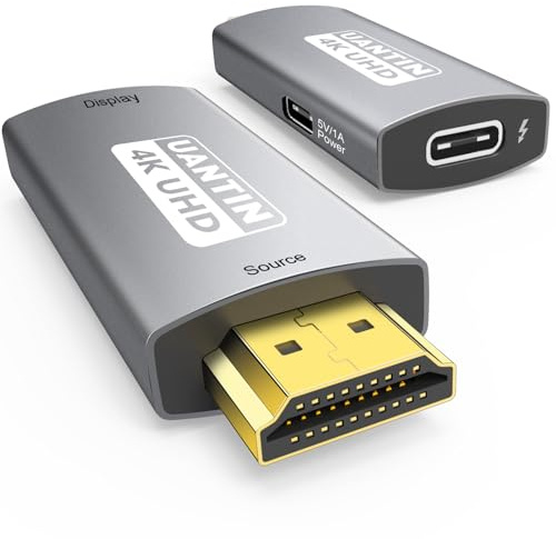 UANTIN HDMI to USB C Adapter (4K 60Hz) Uni-Directional HDMI (Source) to Type-C (Display) Male to Female Compatible with Laptop,PS5,XR/AR Glasses,Portable Monitor, Not Charging The Device