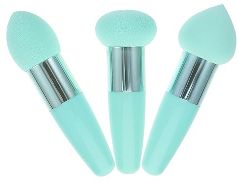 PartyKindom 3pcs Portable Mushroom Makeup Brush Set, Dry Wet Foundation Sponges with Angled Design, Multipurpose Cosmetic Beauty Pens for Face Painting and Daily Makeup Use