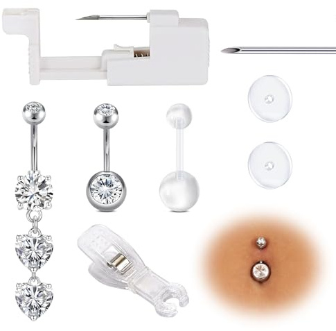 AceFun Bauchnabel Piercing Pistole Set für Bauchnabelpiercing,Lippen,Zungen,Ohr und Nase sichere Piercing Pistolen kit Körper Piercing Nadel Werkzeug für Frauen Männer/Bauchnabelpiercing Set kit