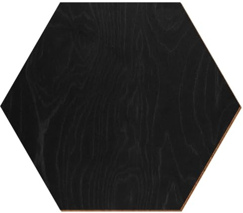Madera hexagonal de color antracita lacada por ambos lados, 3-50 cm, de contrachapado de abedul de 3 mm, disponible individualmente o en juego, tamaño: 12 cm, paquete con:100 unidades