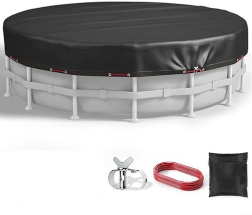Snowchecking Sunproof Round Pool Cover 6-16ft Polyester With Tensioner And Cable Fits Above Ground Outdoor Pools(12FT)