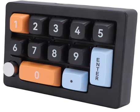 Annadue Teclado Mecánico para Juegos con una Mano, Teclado Programable Macro de 12 Teclas con Joystick y Perilla, Retroiluminación RGB Intercambiable en Caliente, 3 Modos (Black)