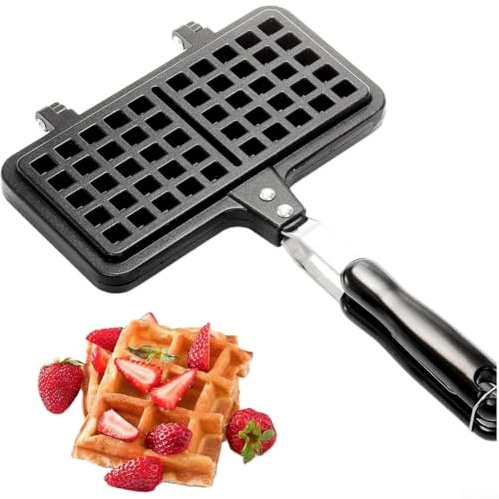 Waffle Maker, Heart Shape Non-Stick Baking Gas-Powered Kitchen Tool for Home Use Quick Clean Waffle Cooking Pan(B)
