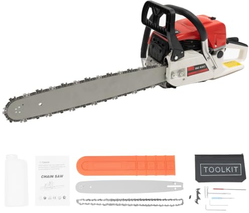 ACROSSPART 20 Zoll Kettensäge Benzin, 52CC Einzylinder Luftgekühlt 2-Takt Gas-Powered Chainsaw, Tragbare Handgeführte Motorsäge Benzin für Waldernte, Beschneiden von Zweigen und Gärtnern