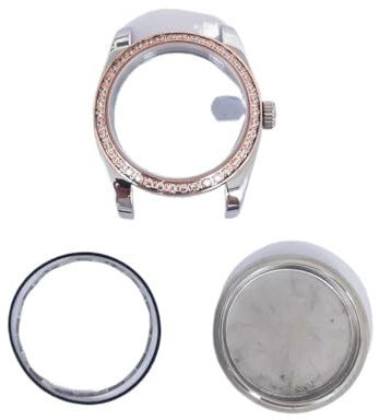NLNKDTDPAK 36 mm/39 mm Oyster klockfodral med safirkristall i rostfritt stål baksida Modifierade klocktillbehör Passar for NH35/NH36/4R Movemrnt(Rose gold B,Case size 36mm)