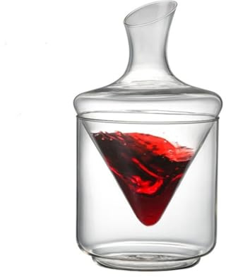 Wine Aerator, 1000ML Chilled Wine Decanter Cone Shaped Aerator Carafe with Ice Compartment Barware for Cold Red