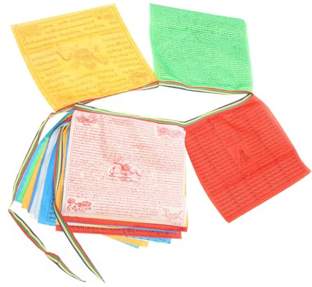 HOMOCONO Buddhistische Gebetsbanner aus Satinstoff für Hängende Dekoration in Buddhistischen Orten Geeignet für Liebhaber des Buddhismus als Pilgerflagge und Meditationsfahne