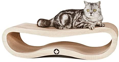 CanadianCat Company | Kratzbrett Orbit | Natur | Kratzmöbel, Lounge für Katzen | Kratzpappe + Katzenminze | ca. 84 x 24 x 23cm