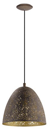 EGLO Pendellampa Safi, 1-flammig vintage hänglampa i industriell stil | retro taklampa i stål, Ø 27,5 cm, brun och guld, E27-sockel