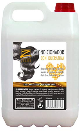 Acondicionador con Queratina - Garrafa 5 Litros - Máxima Hidratación Para Todo Tipo de Cabello - Ideal para seco y dañado - Deja el Pelo Suelto y Sedoso - Uso Profesional - Zelos