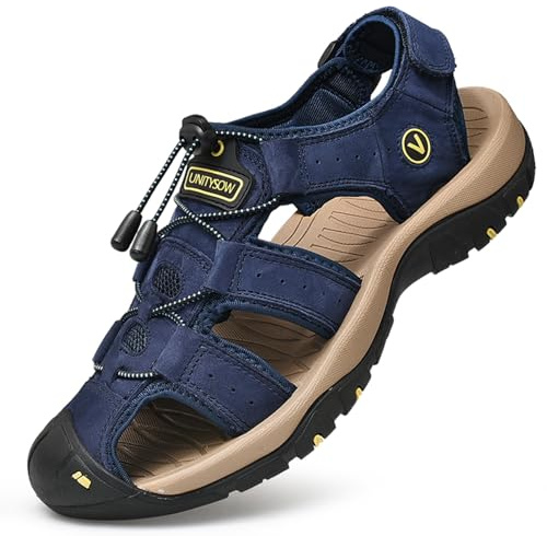 Unitysow Sandaler Herr Bekväma Sportsandaler Sandaler Med Stängd tå för Män 39-46 EU,Blå,43 EU