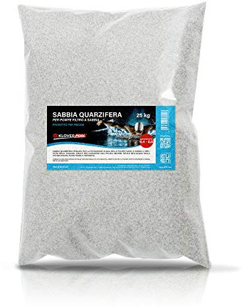 EVEN Sacco da 25 kg di Sabbia Silicea di Quarzo Italiano per Pompe Piscina con Filtro a Sabbia, Granulometria del Quarzo (0,4-0,8), kg 25 per Filtri a Sabbia Intex e Bestway Linea KLOVERPOOL