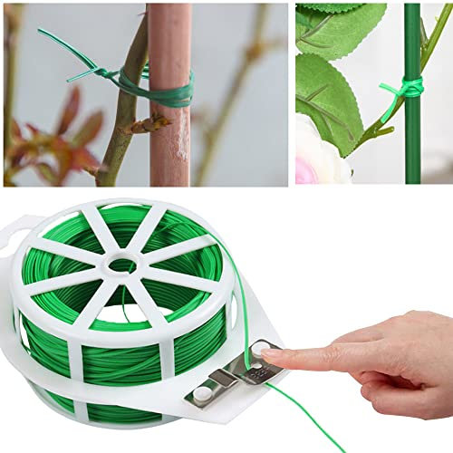 Confezione da 2 Fascette da Giardino 328 Piedi 100 Metri Fascette Verdi con Tagliafili Legacci per Piante Flessibili Viti Multi-Function Cravatta da Giardino Organizzatore di Cavi Sigillo Borsa