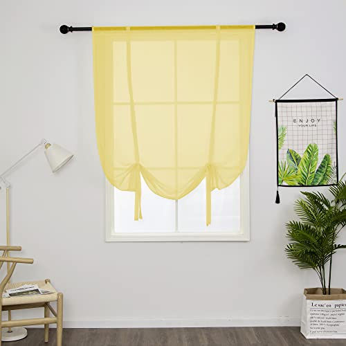 SIMPVALE 1 Stück Sheer Voile Vorhänge, 60×140cm Gelb Raffrollo Vorhang, Transparente Gardinen für Wohnzimmer Schlafzimmer