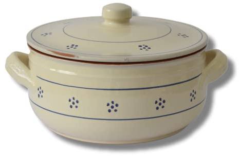 Colì, Tegame in terracotta con Coperchio, Tegame Artigianale, Disegno Stelle, Diametro 20 cm