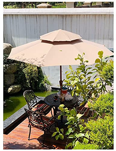 CHEMYO Ombrellone da Giardino da 9 Piedi, Grande Ombrellone da Esterno Impermeabile, Giardino/Piscina/Spiaggia con Struttura in Legno Pali in Ferro Marrone, Protezione UV 50+ (Color : Coffee)