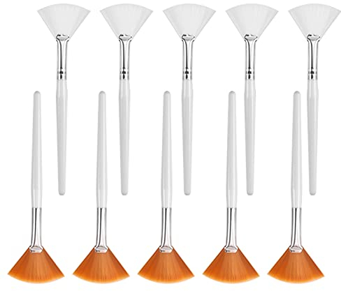 NITAiUN 10pc Face Mask Applicator Brush Kit - Soft Facial Fan Brushes for Cream/Mud Mask, Peel & Makeup (Includes 10 Pieces)