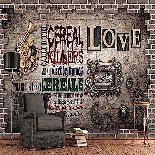 AGlitw Custom 3D Wallpaper Retro Mechanical Graffiti Musical Instrument Photo Wall Murals Creative Restaurant Bar KTV Murals Wallpapers Non Self-Adhesive-400x280cm