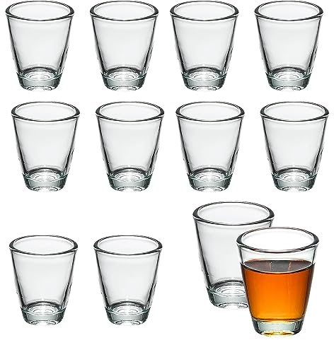ASOENTIWOX Shot Glasses Set of 12, Shot Glass 30ml, Heavy Base Little Shot Glasses for Tequila, Cocktail, Vodka and Liquours