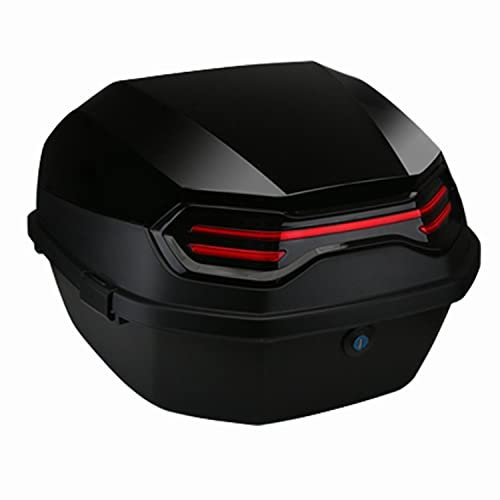 JUNNIU 30L Motorrad Tour Heckbox Roller Kofferraum Gepäck Topcase Schloss Aufbewahrungskoffer mit Rückenlehnenmontage/Schwarz Decoration