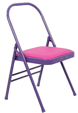 Pilates-Yoga-Stuhl, Iyengar-Hilfsstuhl, Yoga-Hilfsstuhl, rückenfrei, Yoga-Stuhl, rutschfest, stabil, langlebig, mit rutschfesten Fußbezügen (Rosa, Blau, Lila),Purple-Routine