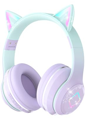 Xunpuls Casque Bluetooth pour Enfants sans Fil, Bluetooth 5.1 et Son stéréo, Pliable, Bandeau réglable, Casque pour Enfants avec Microphone Supra-auriculaire pour école/Tablette (Violet)