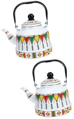 LeGDOr Stück Emaille 25l Teekanne Porzellan emaillierter Teekessel Outdoor Herd Küche Teekessel Metall Teekessel Wasserkanne Emaille Teekessel Blumendekor Teekessel Topf Keramik Marmor