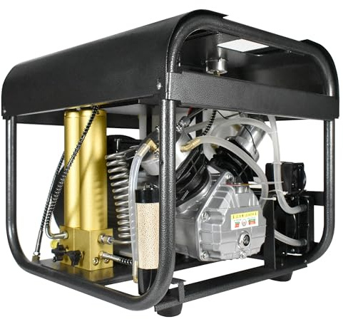 TUDIVING-Compresor de aire PCP | Sistema integrado de refrigeración y filtración de agua | Apagado automático | Compresor de buceo para llenar tanques de buceo y rifles de aire para paintball