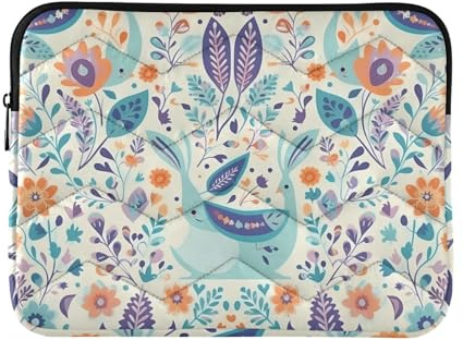 Laptop Sleeve Case Flowers Grass Birds Azaleas Blue Orange 13-14 Inch Classy Computer Cases for Laptop Travel Laptop Sleeve Bag for Travel Business