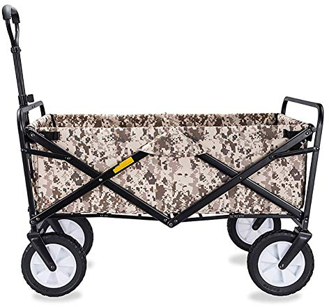 CCYENG Zusammenklappbarer Campingwagen/-Karren - zusammenklappbarer Stabiler Stahlrahmen Garten-/Strandwagen/-Karren Hochleistungs-Transportwagen 80 kg maximale Belast
