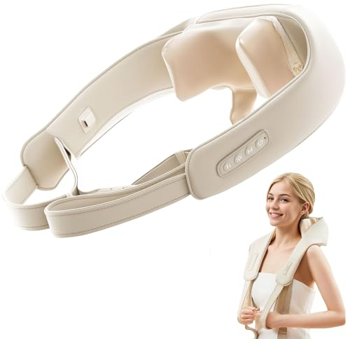 Healthrelife Shiatsu Massagegerät Nackenmassagegerät Schulter Rücken mit Wärmefunktion Massager für Nacken, Rücken, Schulter, Beine, Füße（Beige）