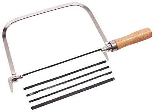 Adjustable Saw Bow with 5Pcs Saw Blades U Shape Fret Saw Manual Wire Saw Kit for Woodworking, Metal Processing, Crafting